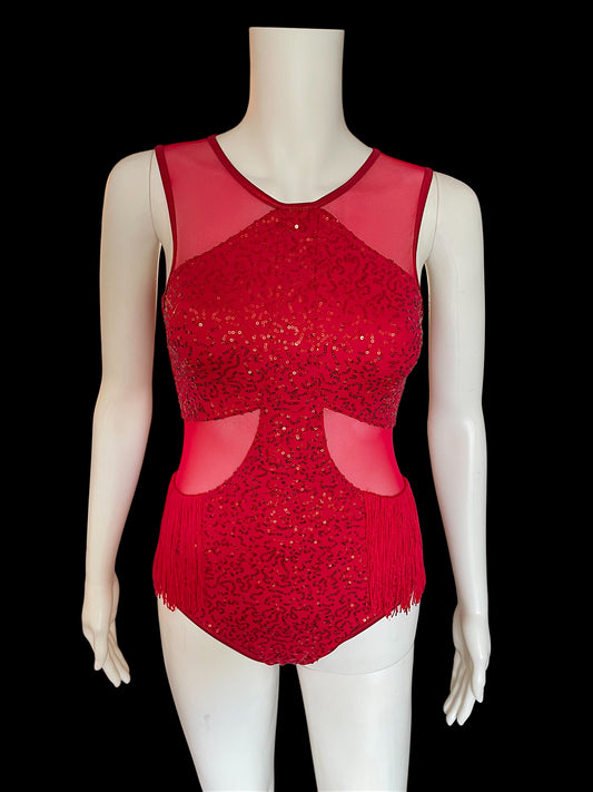 SEQUIN LEOTARD WITH FRINGE-SQ10738