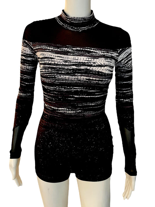 GRAYED OUT BIKETARD WITH MESH-11424