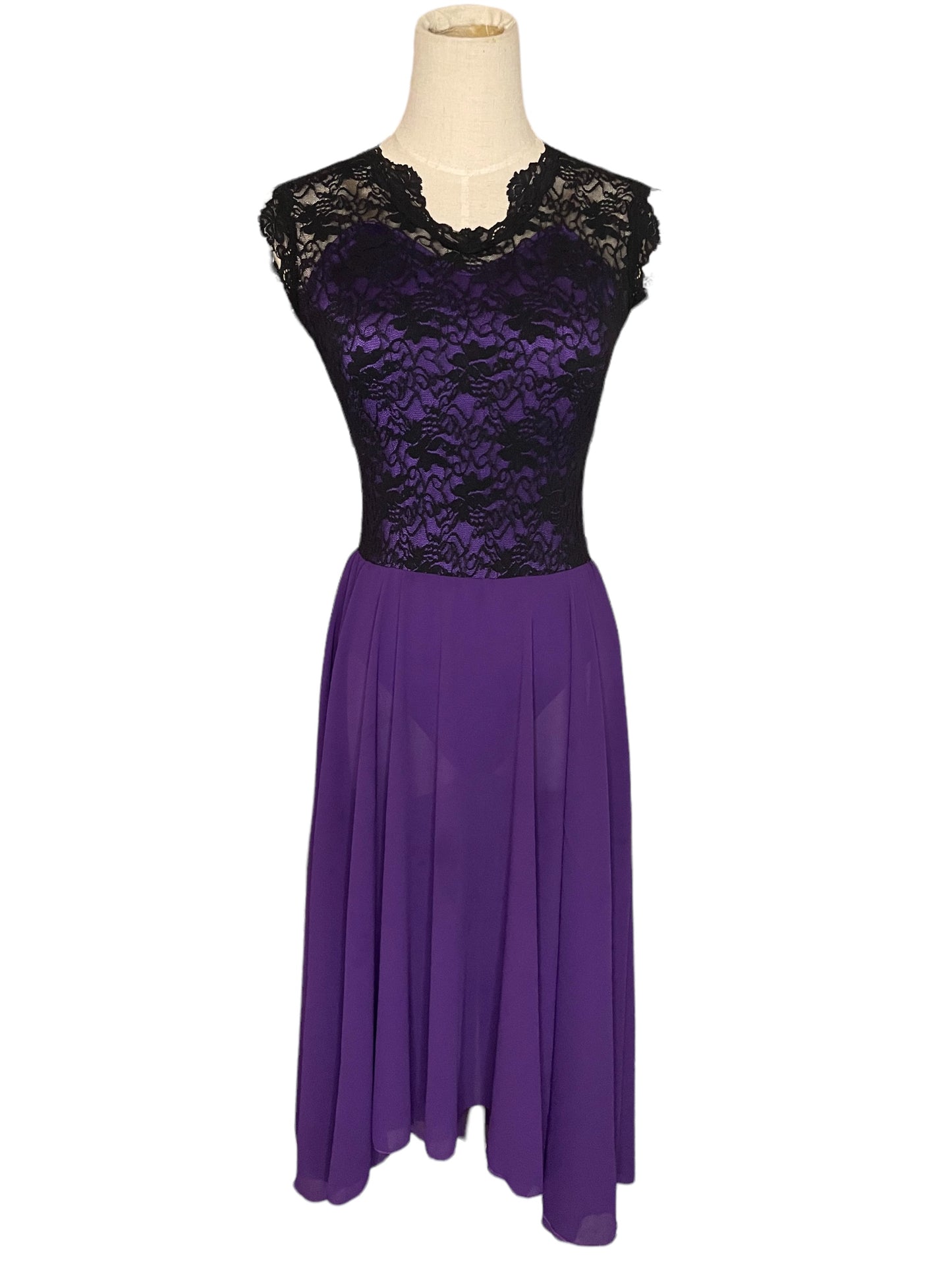 PURPLE AND BLACK LACE DRESS