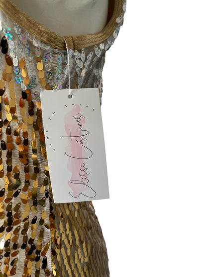 GOLD SEQUIN AND FRINGE MINI DRESS-EL820C