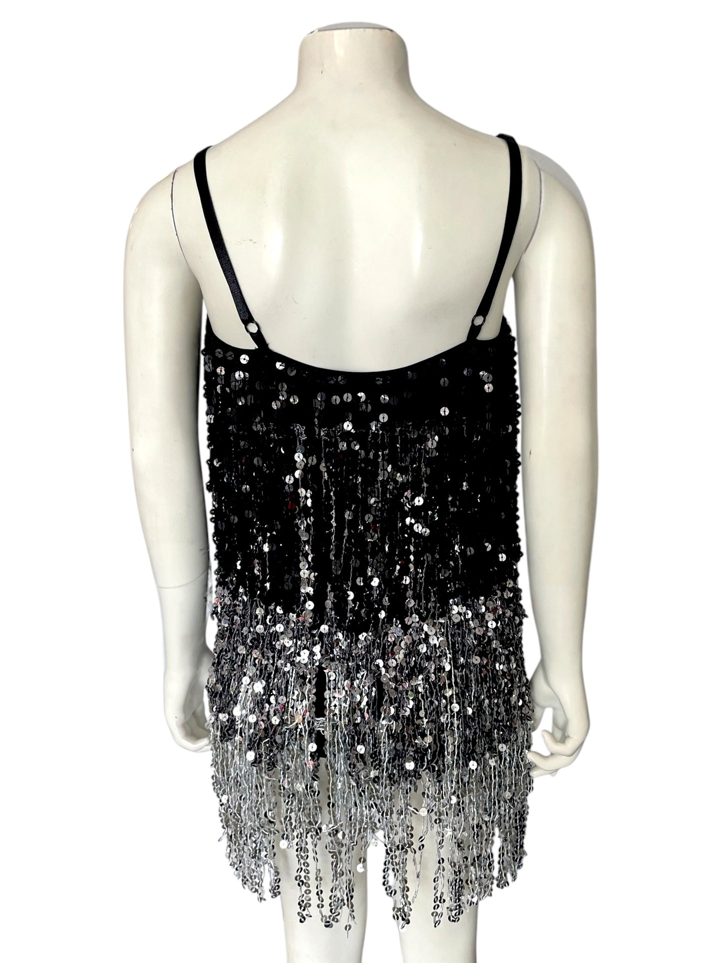 BLACK AND SILVER FRINGE DRESS-5397