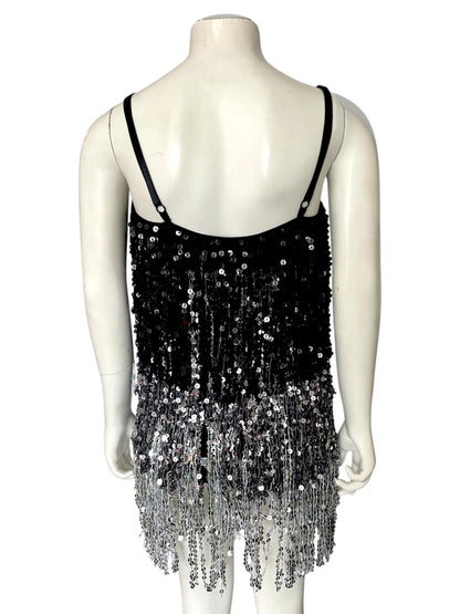 BLACK AND SILVER FRINGE DRESS-5397