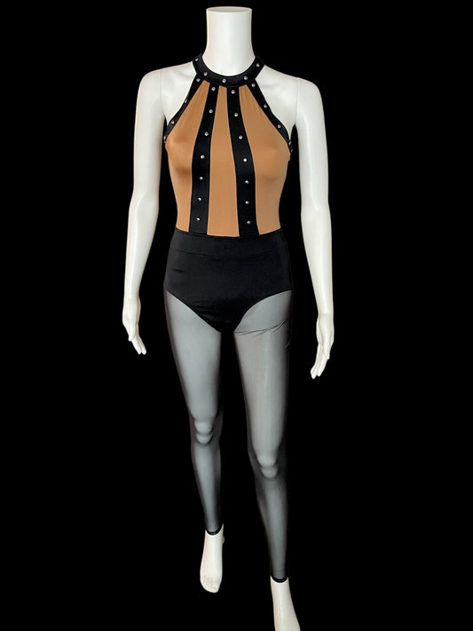 STUDDED CAGE STRAP UNITARD-SH12602