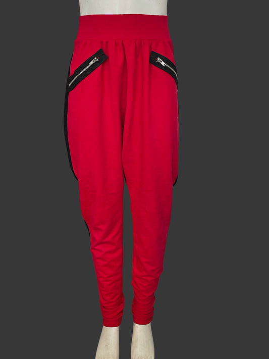 SIDE STRIPE ZIPPER HAREM PANTS-AH9106