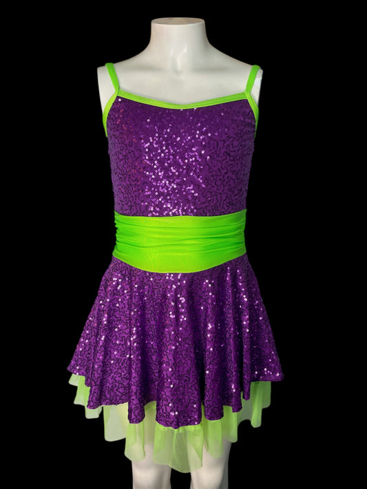 NEON AND PURPLE SEQUIN DRESS