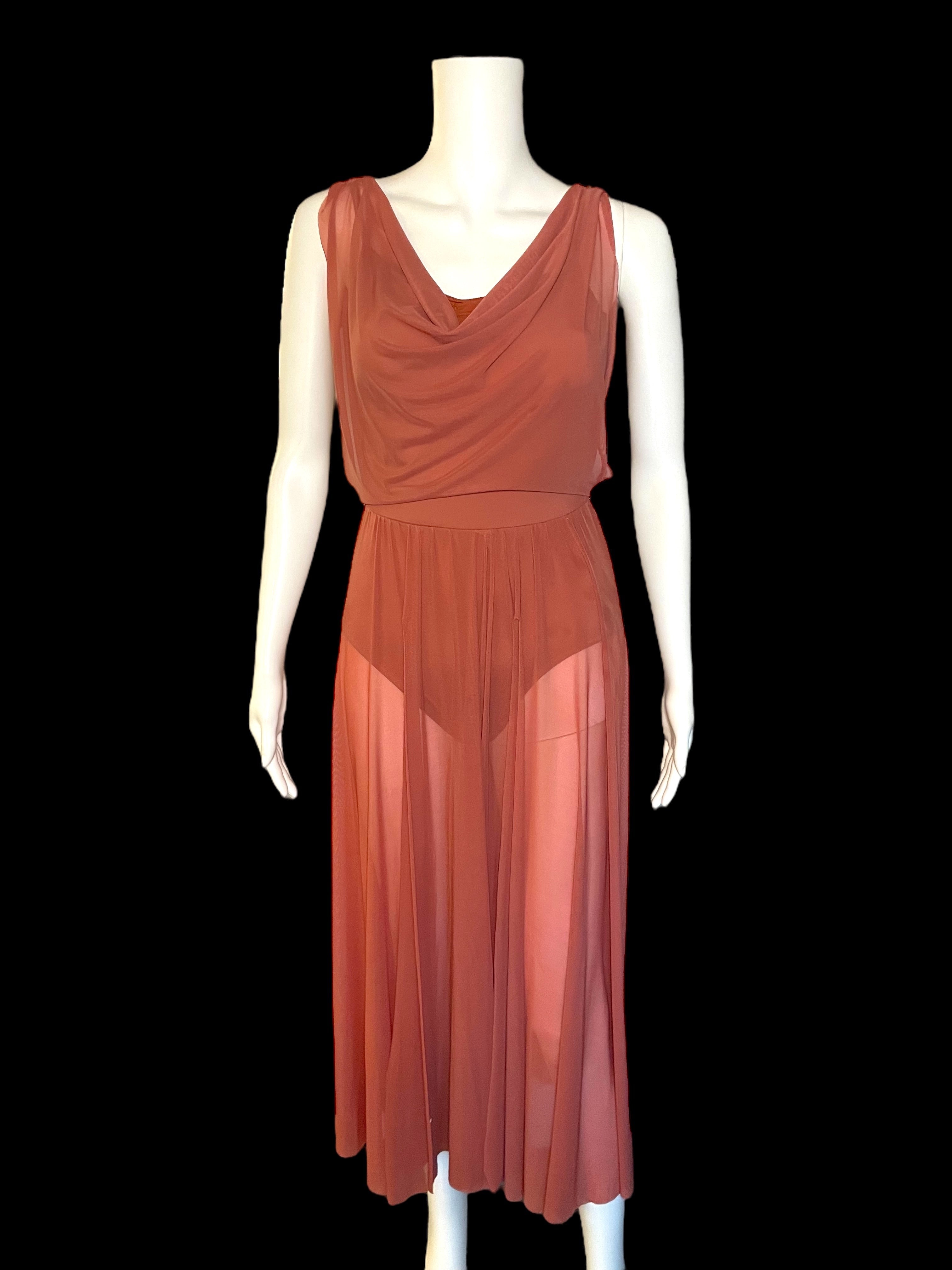 DOUBLE COWL MESH MAXI DRESS-10454