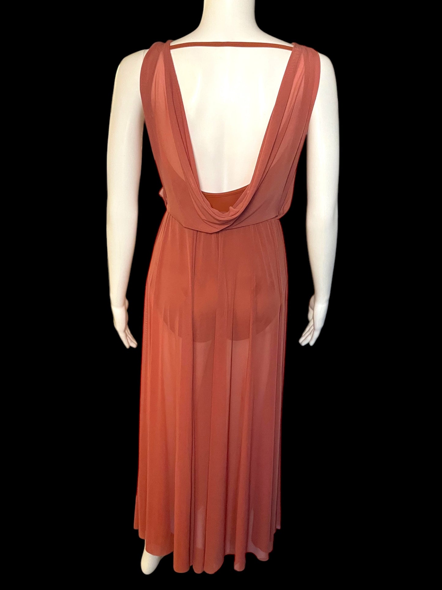 DOUBLE COWL MESH MAXI DRESS-10454