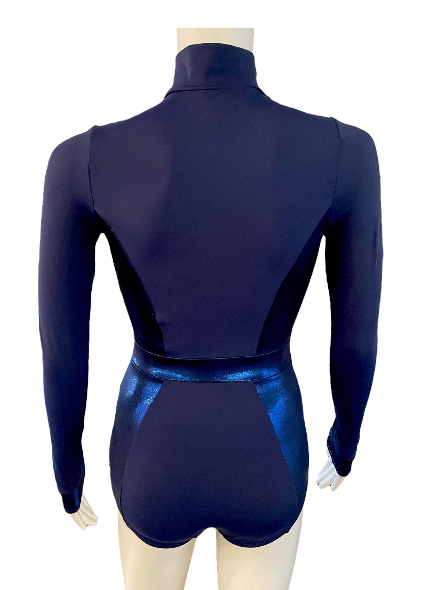 METALLIC ZIP FRONT LEOTARD-12163