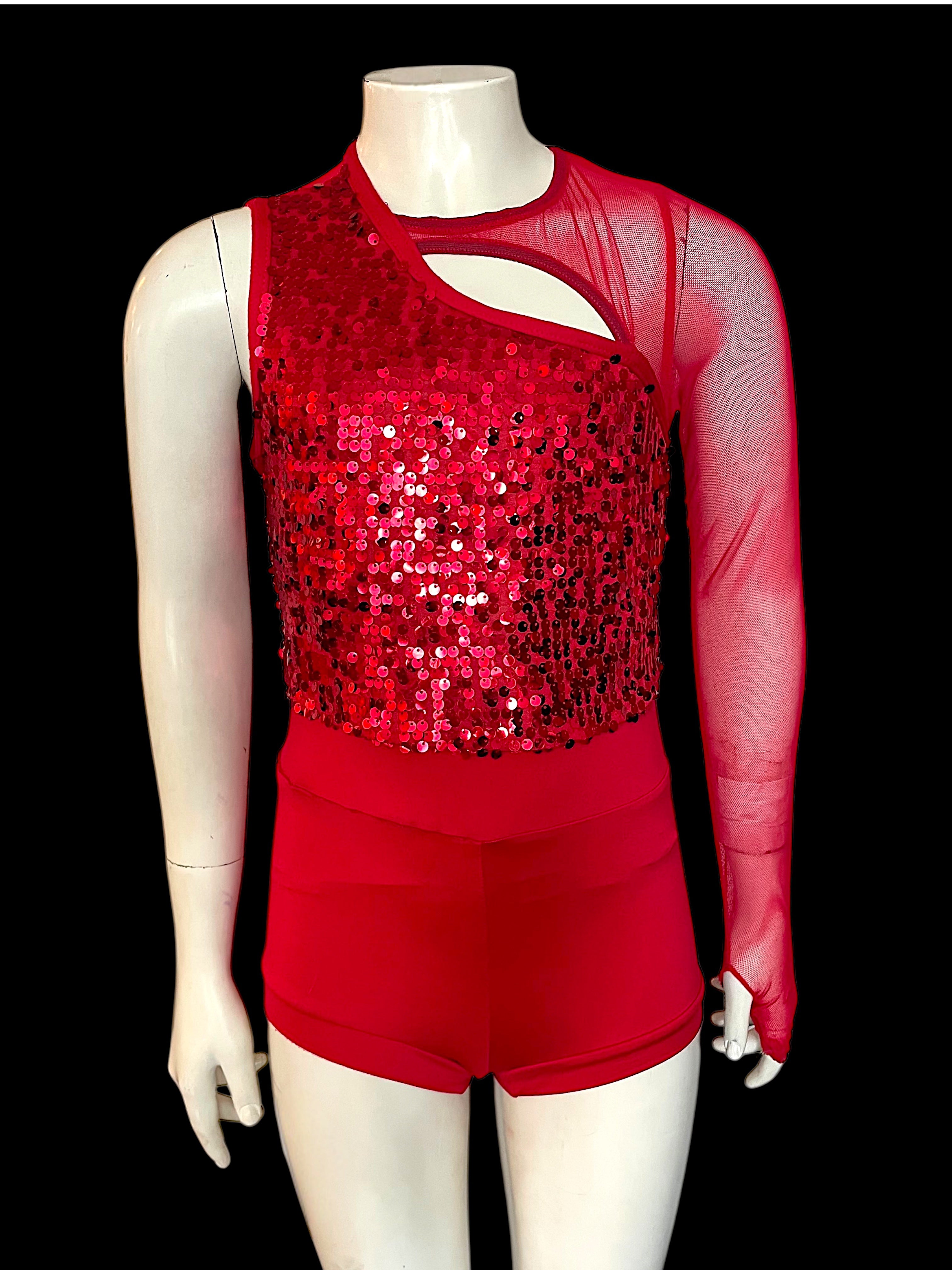 ASYMMETRICAL MESH AND SEQUIN BIKETARD-8968 – The Dance Rack