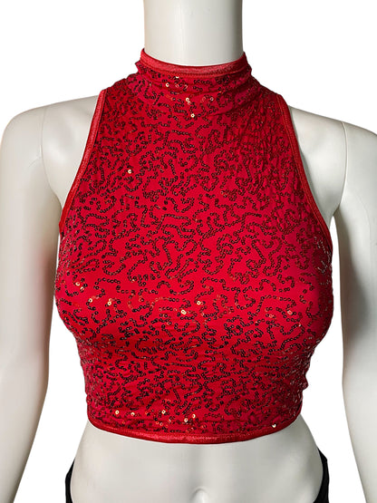 SEQUIN SLEEVELESS CROP TOP-10319