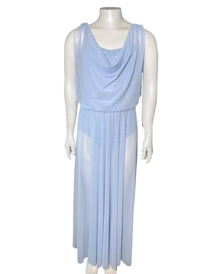 DOUBLE COWL MESH MAXI DRESS