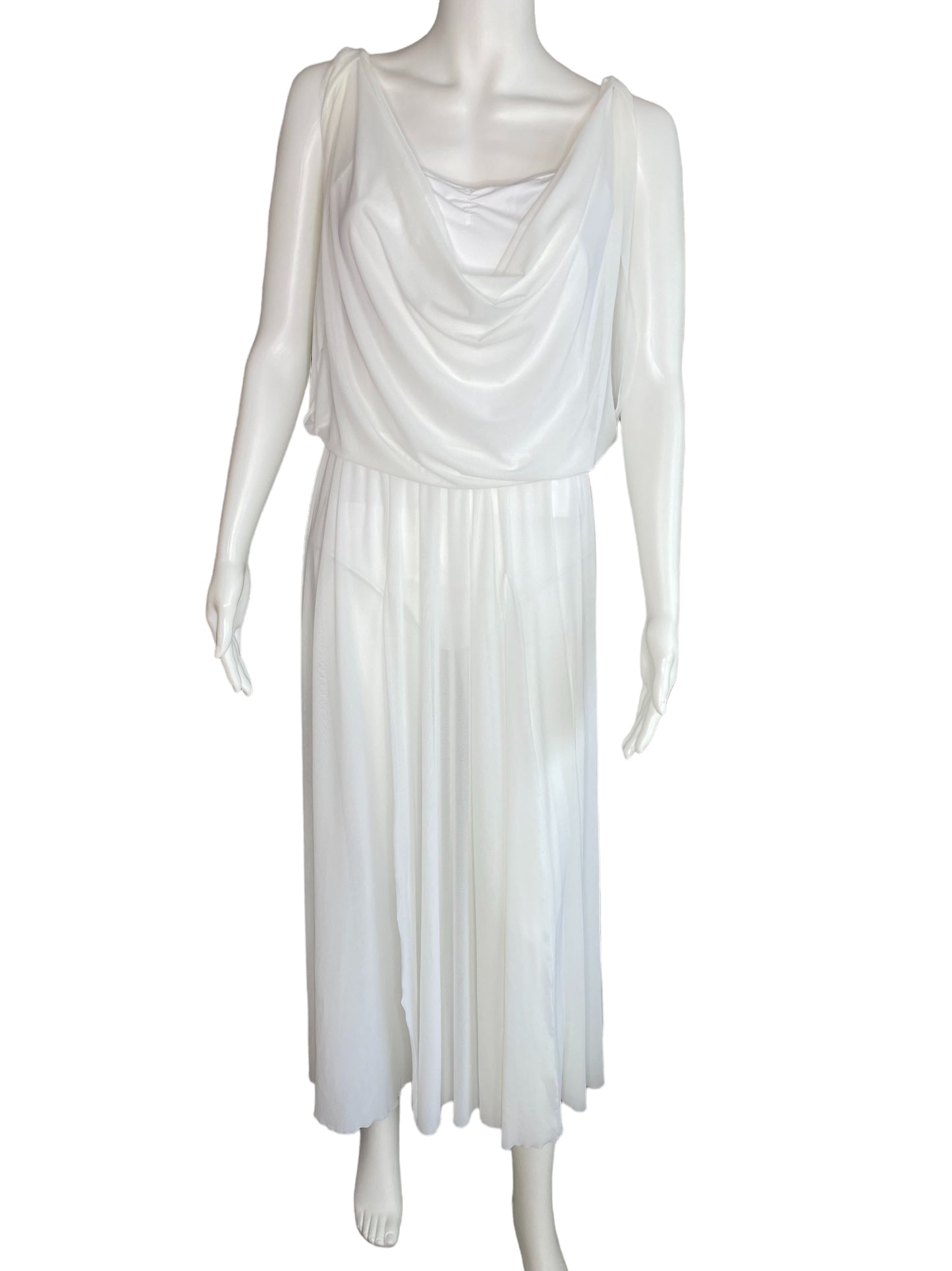 DOUBLE COWL MESH MAXI DRESS-10454