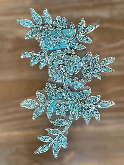 LOT of 15 pieces - BLUE FLORAL HEADPIECE WITH ATTACHED HAIR CLIPS