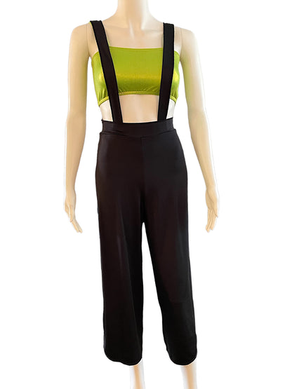 SUSPENDER PANTS WITH CROP TOP