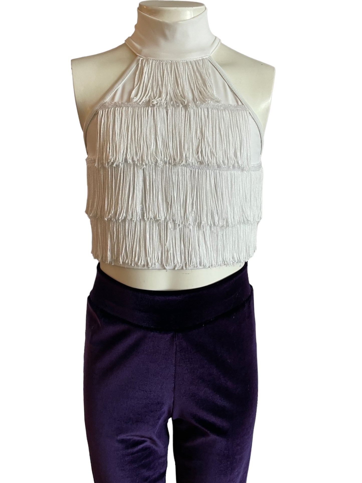 FRINGE MOCK NECK CROP TOP-MT9321