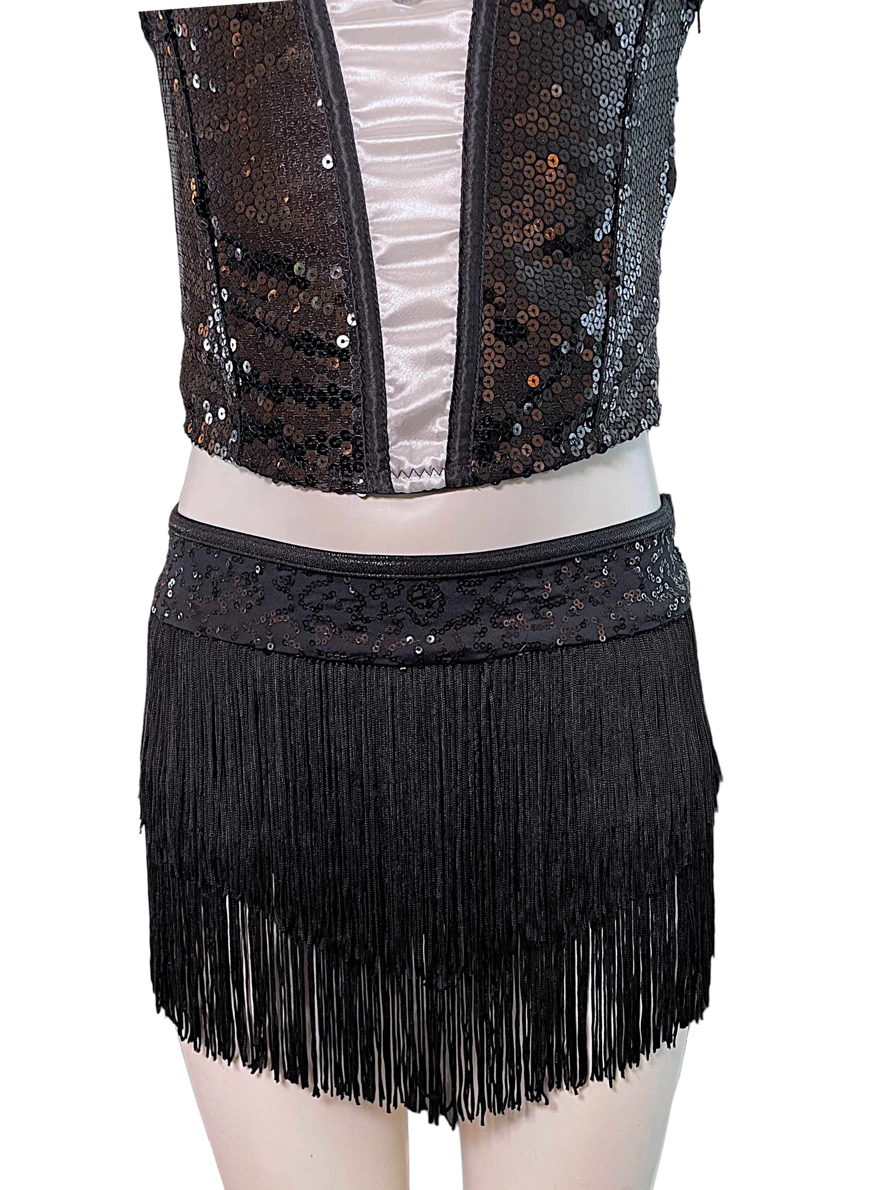 DIPPED HEM FRINGE SKIRT-10971