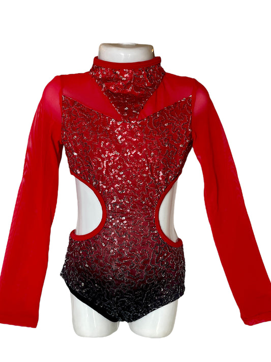 OMBRE SEQUIN CUTOUT LEOTARD-sq11113